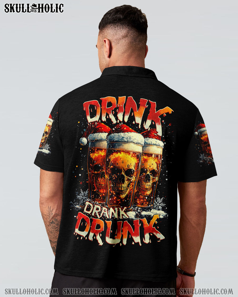BLISSCORNERS DRINK DRANK DRUNK SKULL CHRISTMAS ALL OVER PRINT