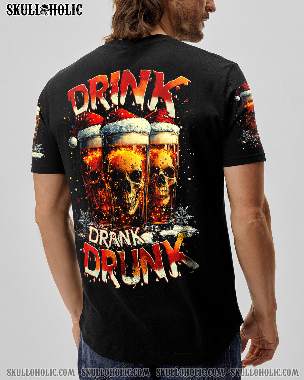 BLISSCORNERS DRINK DRANK DRUNK SKULL CHRISTMAS ALL OVER PRINT