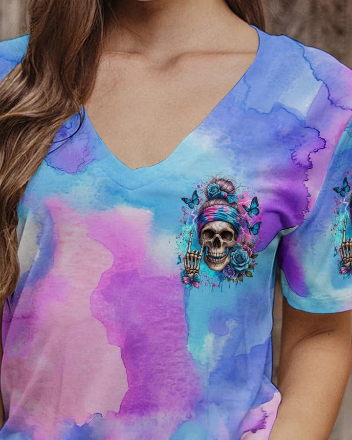 BLISSCORNERS ROCKING THIS MOM LIFE MESSY BUN SKULL ALL OVER PRINT