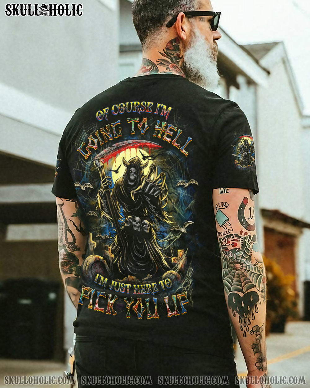 BLISSCORNERS OF COURSE I'M GOING TO HELL SKULL ALL OVER PRINT