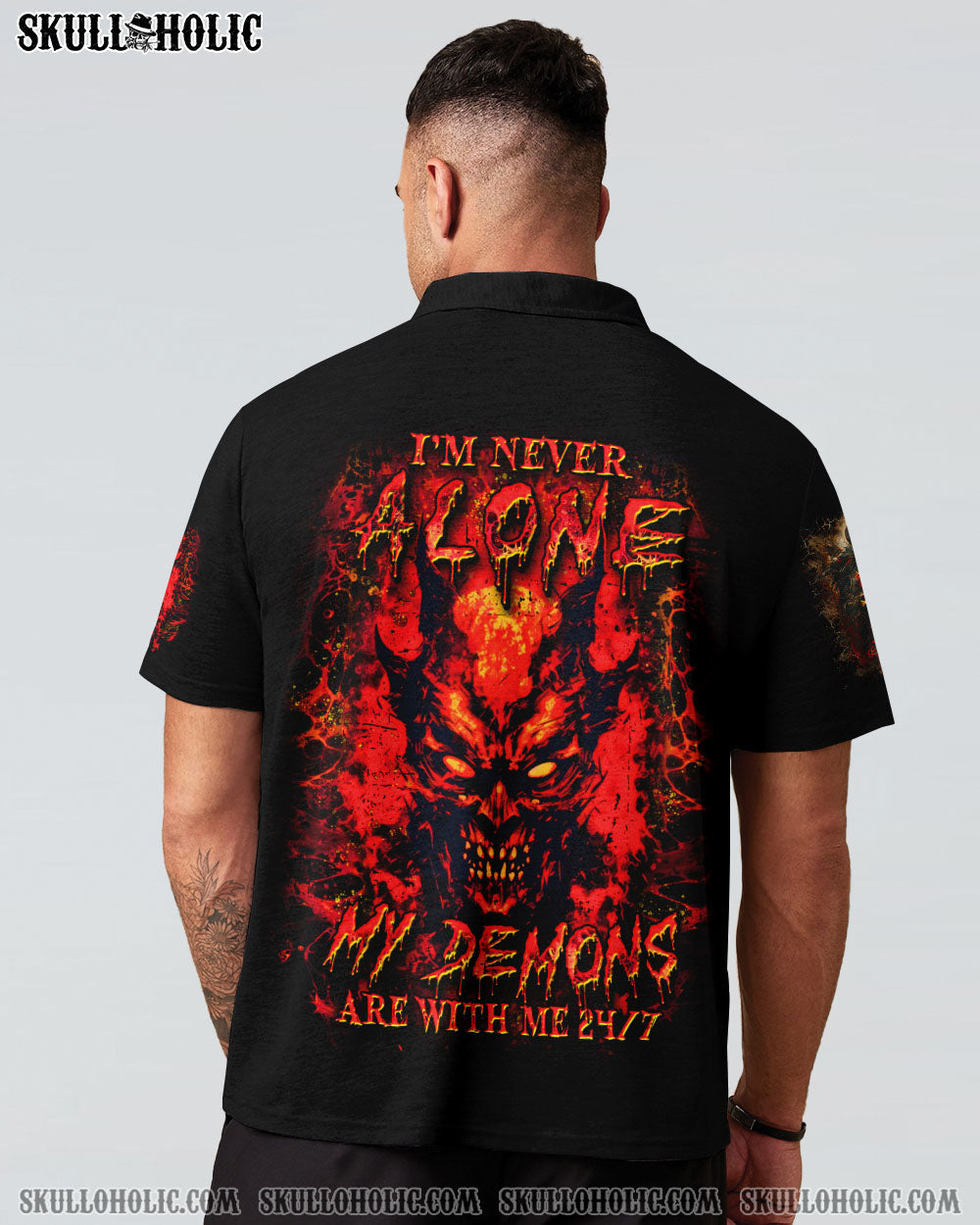 BLISSCORNERS I'M NEVER ALONE SKULL DEMON ALL OVER PRINT