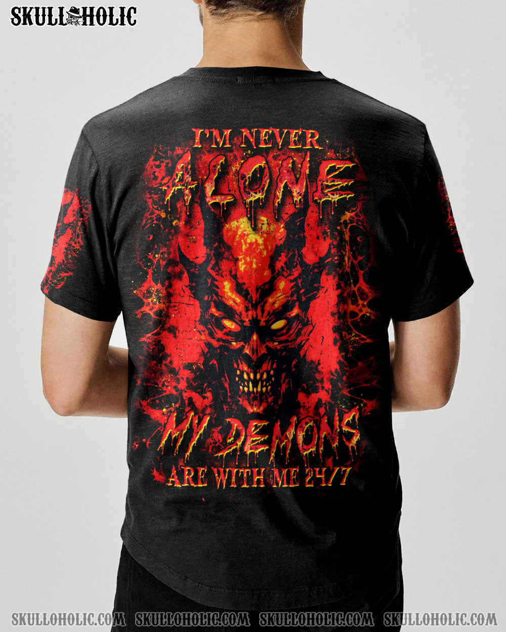 BLISSCORNERS I'M NEVER ALONE SKULL DEMON ALL OVER PRINT
