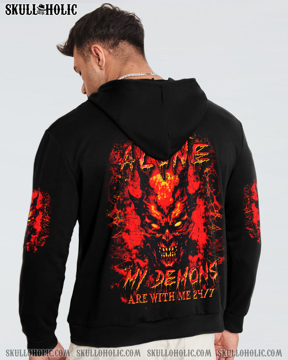 BLISSCORNERS I'M NEVER ALONE SKULL DEMON ALL OVER PRINT