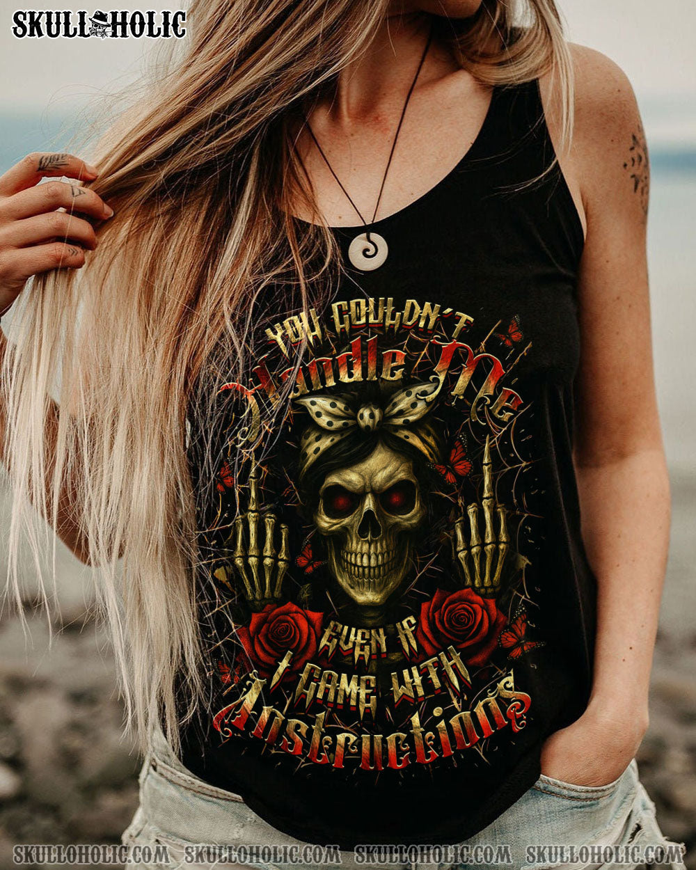 BLISSCORNERS I'M A GOOD PERSON SKULL MESSY BUN ALL OVER PRINT