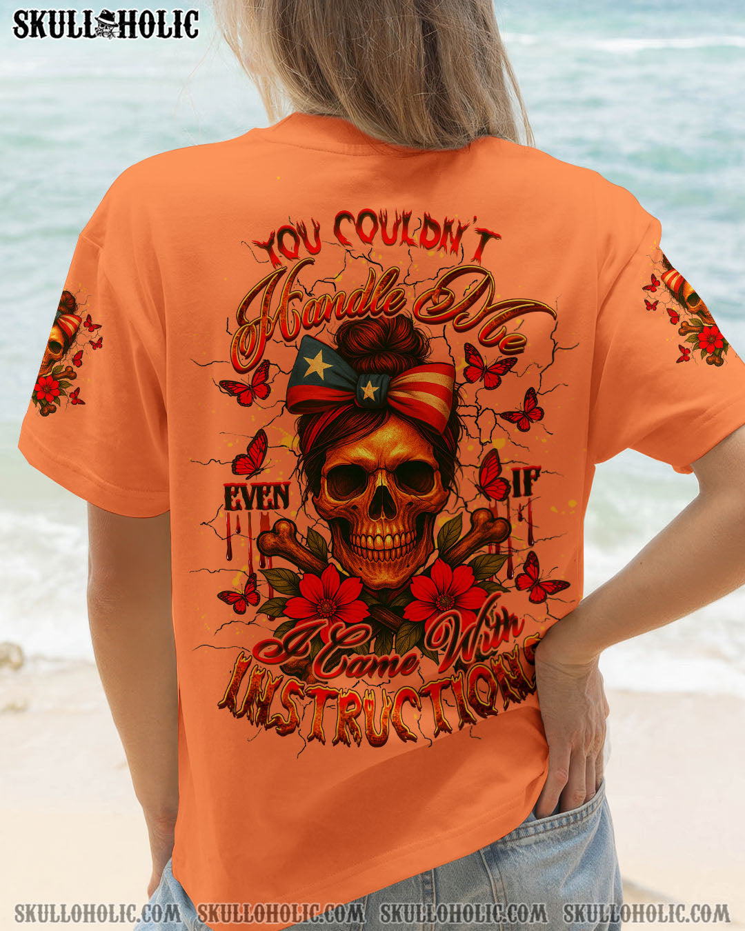 BLISSCORNERS THE GOOD GIRL IN ME MESSY BUN SKELETON ALL OVER PRINT