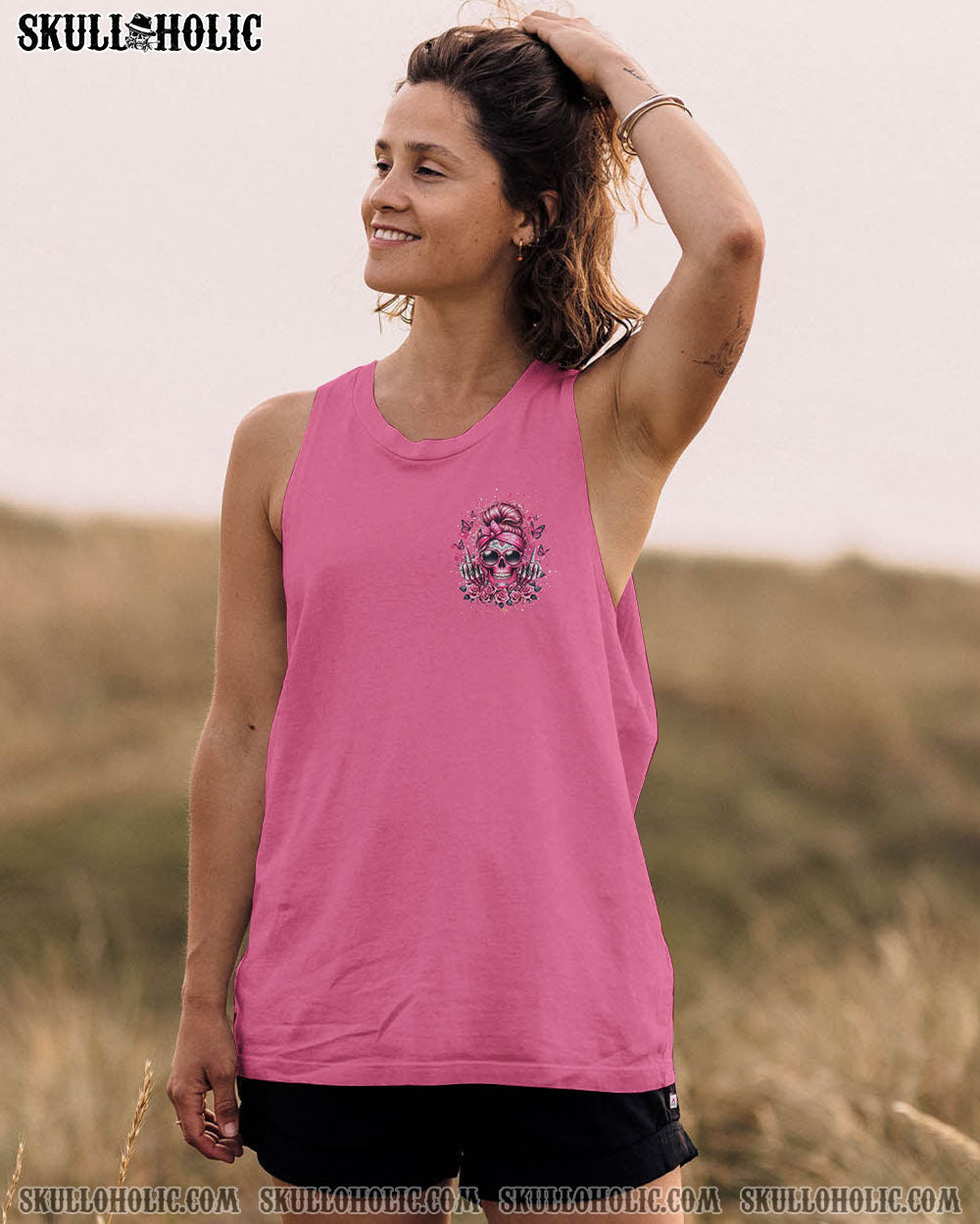 BLISSCORNERS I AM A SWEET GIRL SKULL MESSY BUN ALL OVER PRINT