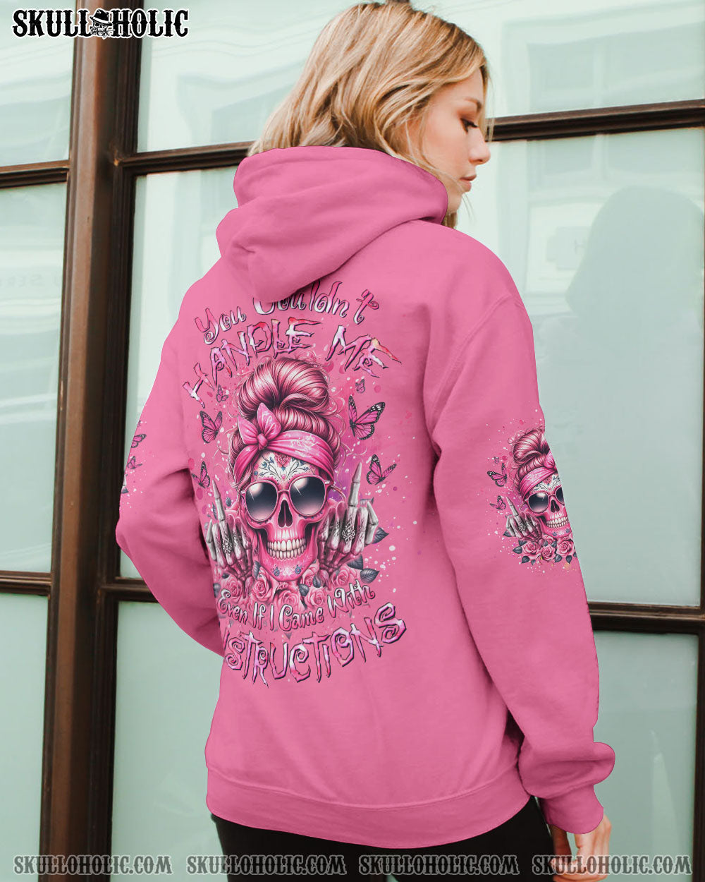 BLISSCORNERS I AM A SWEET GIRL SKULL MESSY BUN ALL OVER PRINT