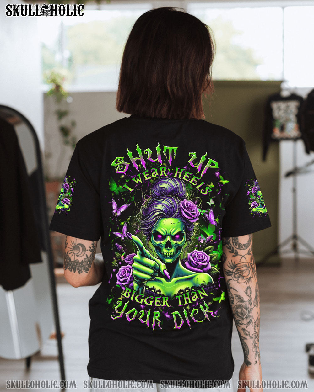BLISSCORNERS SHUT UP SKULL PURPLE ROSE ALL OVER PRINT