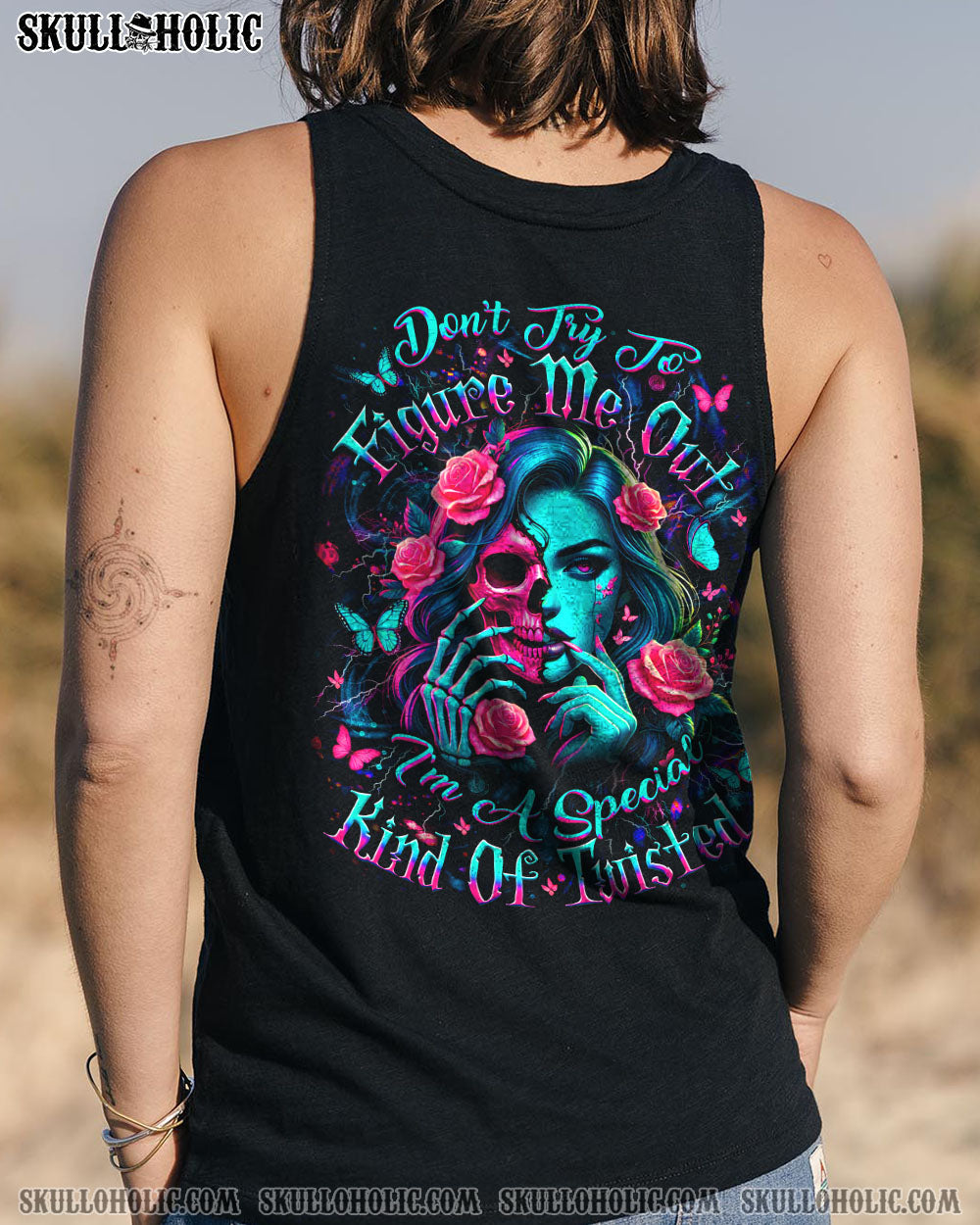 BLISSCORNERS DON'T TRY TO FIGURE ME OUT SKULL ALL OVER PRINT
