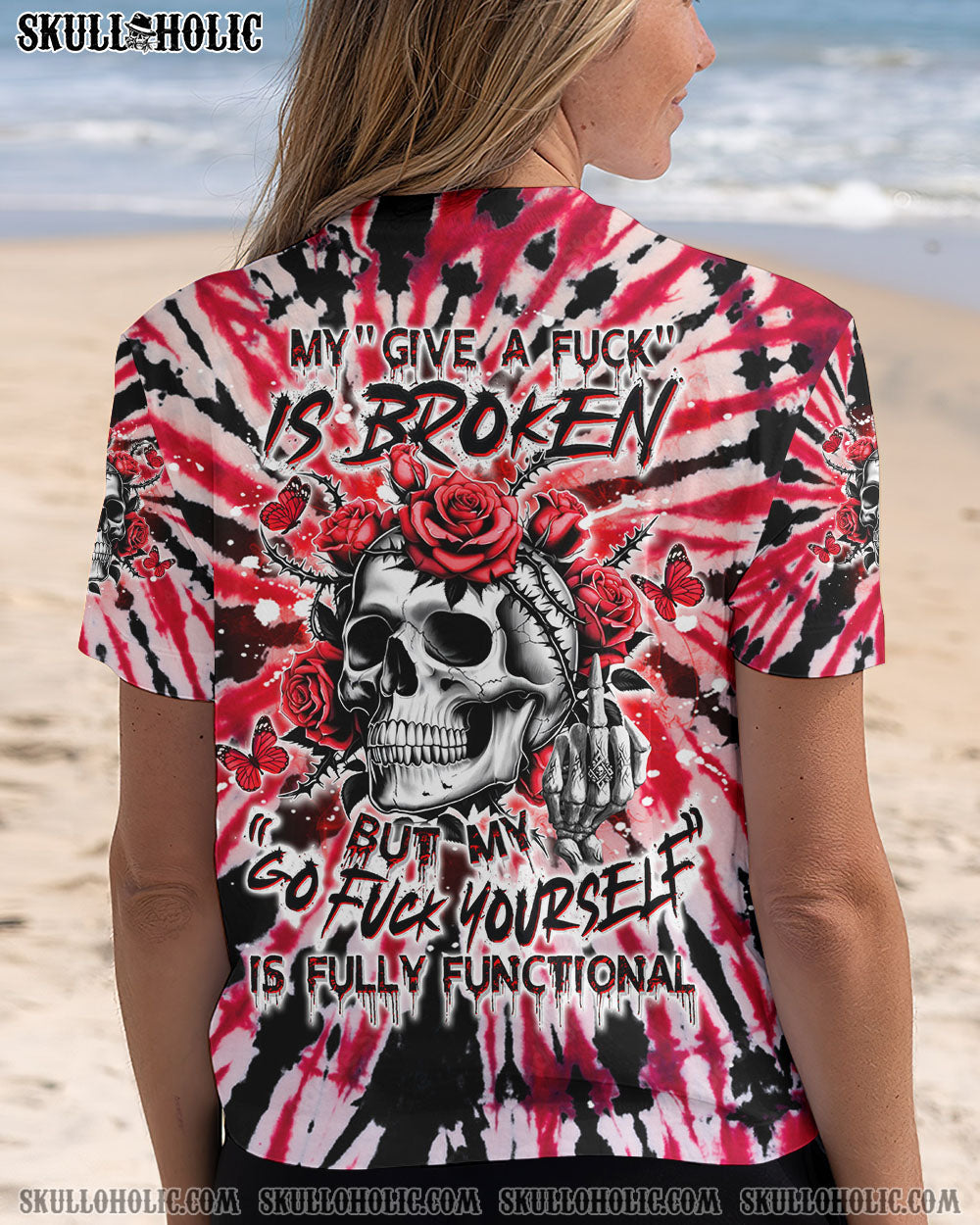 BLISSCORNERS MY GIVE A F IS BROKEN SKULL ROSES ALL OVER PRINT