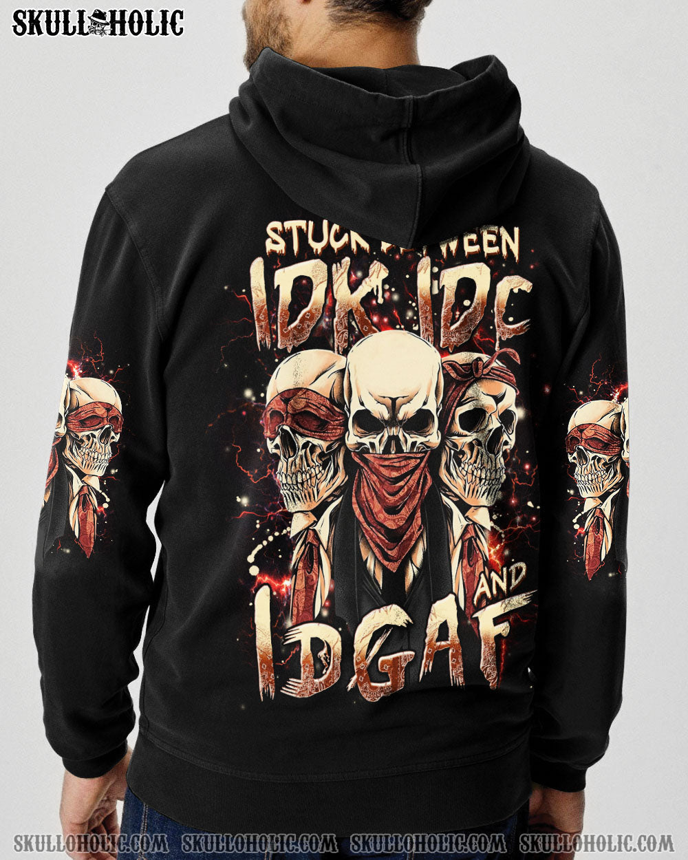 BLISSCORNERS STUCK BETWEEN IDK IDC AND IDGAF SKULL ALL OVER PRINT