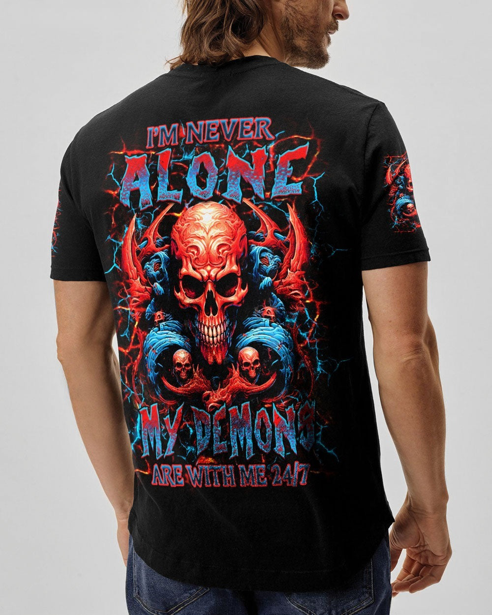 BLISSCORNERS I'M NEVER ALONE SKULL DEMON ALL OVER PRINT