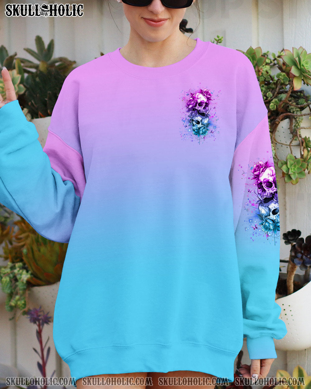 BLISSCORNERS THE GOOD GIRL IN ME GOT TIRED SKULL ROSE ALL OVER PRINT