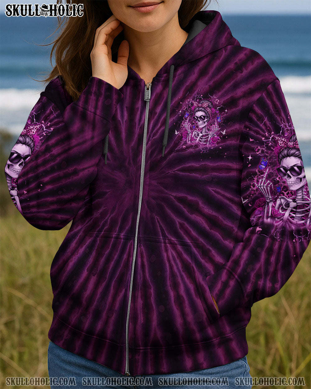 BLISSCORNERS THE GOOD GIRL IN ME MESSY BUN SKULL ALL OVER PRINT