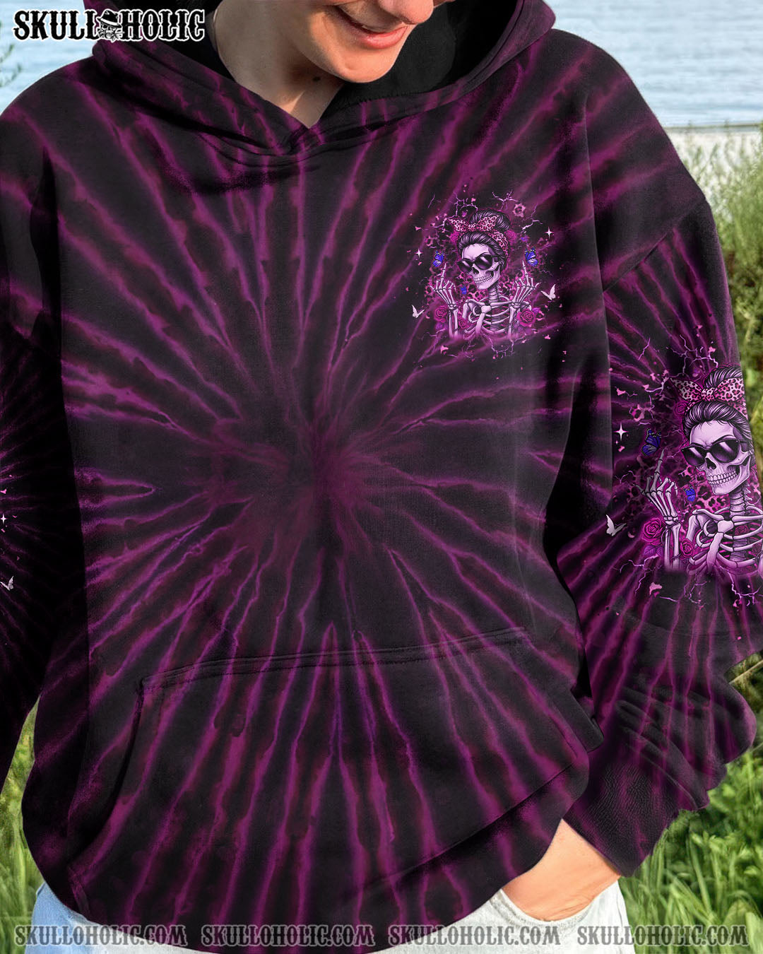 BLISSCORNERS THE GOOD GIRL IN ME MESSY BUN SKULL ALL OVER PRINT