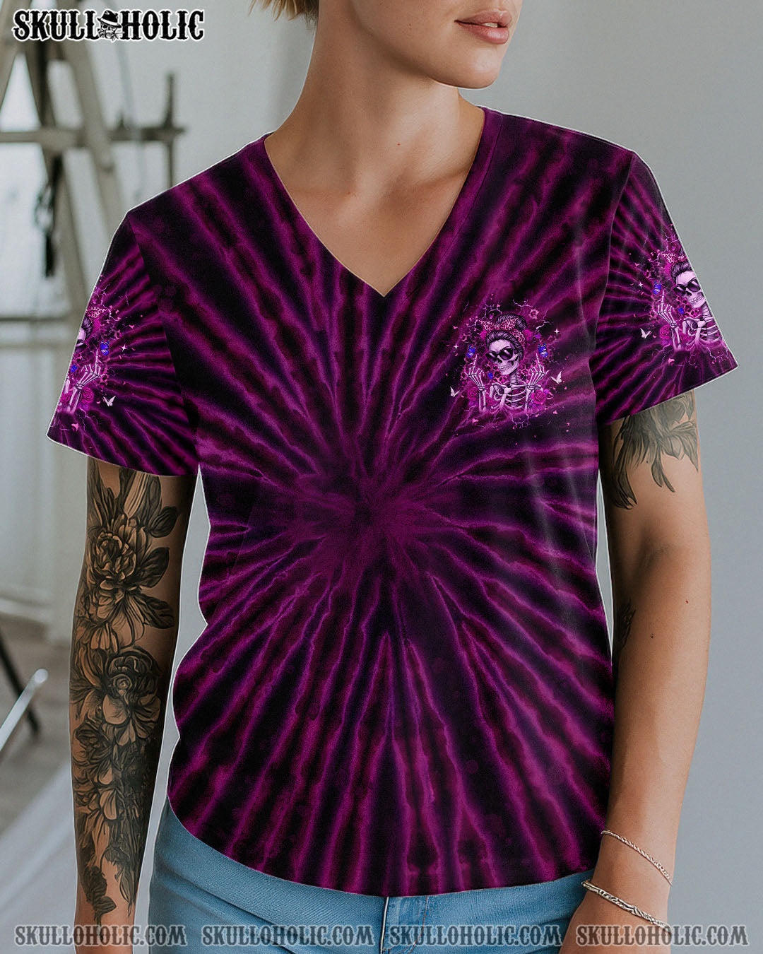 BLISSCORNERS THE GOOD GIRL IN ME MESSY BUN SKULL ALL OVER PRINT