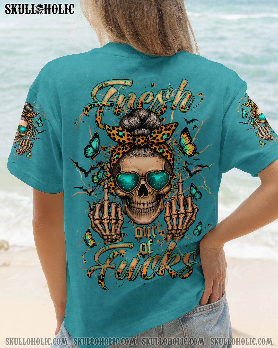 BLISSCORNERS MY GIVE A F IS BROKEN SKULL MESSY BUN ALL OVER PRINT