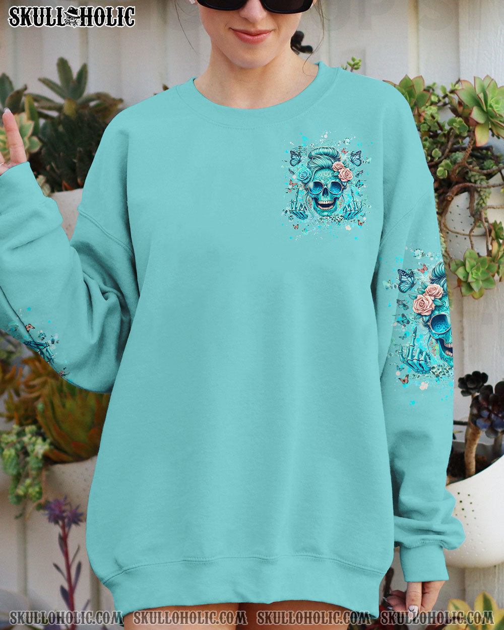 BLISSCORNERS ASSUMING I WAS LIKE MOST GIRLS MESSY BUN SKULL ALL OVER PRINT