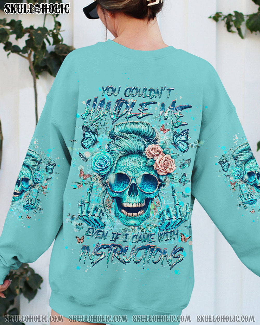 BLISSCORNERS ASSUMING I WAS LIKE MOST GIRLS MESSY BUN SKULL ALL OVER PRINT