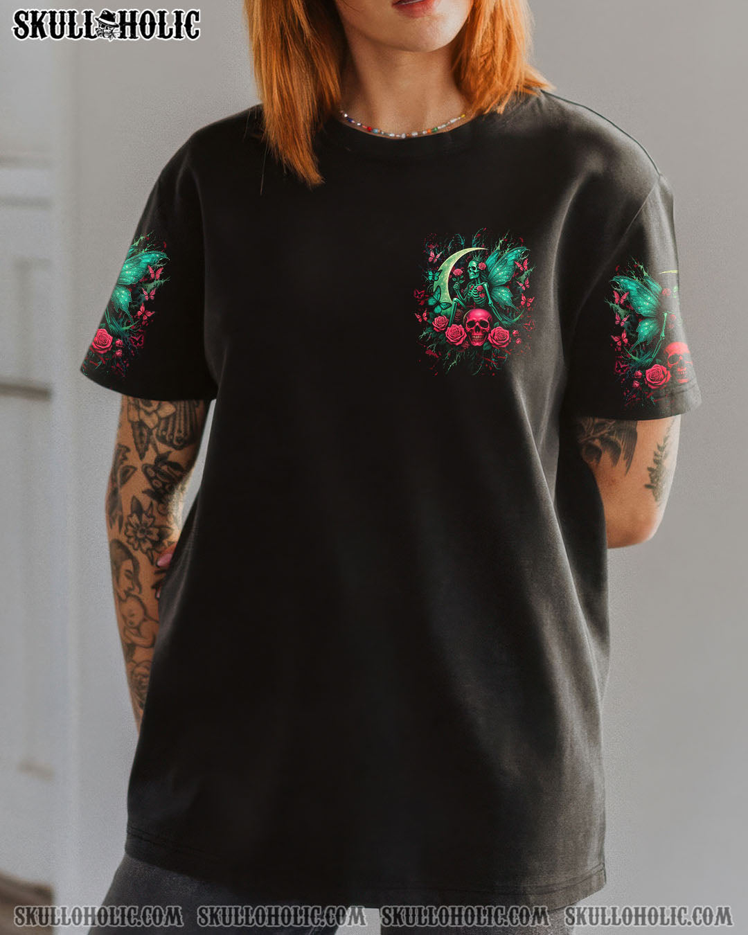 BLISSCORNERS KARMA FAIRY SKULL SKELETON ROSE ALL OVER PRINT