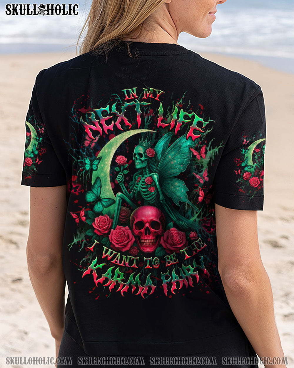 BLISSCORNERS KARMA FAIRY SKULL SKELETON ROSE ALL OVER PRINT