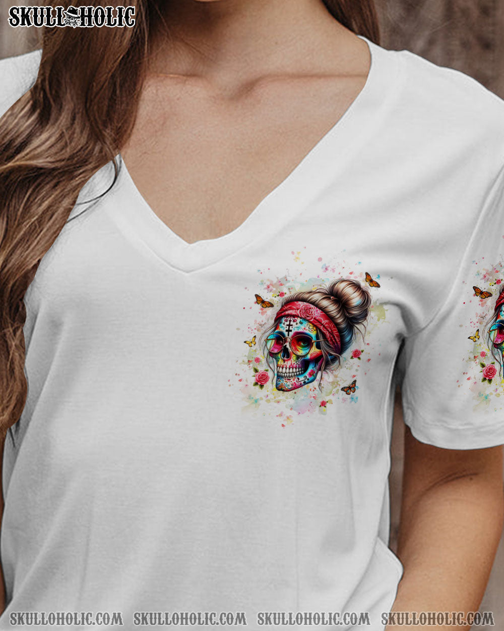 BLISSCORNERS I AM A SWEET GIRL SKULL MESSY BUN ALL OVER PRINT