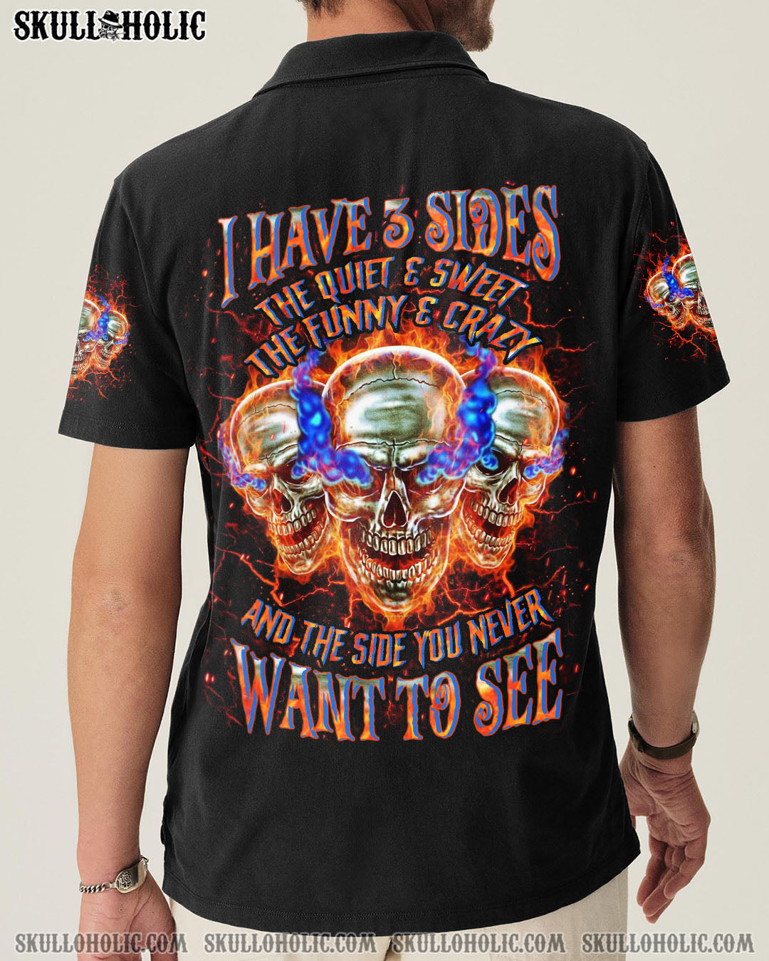 BLISSCORNERS I HAVE 3 SIDES 3 SKULLS ALL OVER PRINT