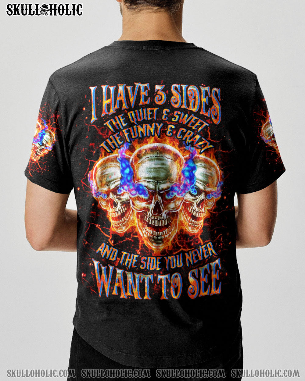 BLISSCORNERS I HAVE 3 SIDES 3 SKULLS ALL OVER PRINT
