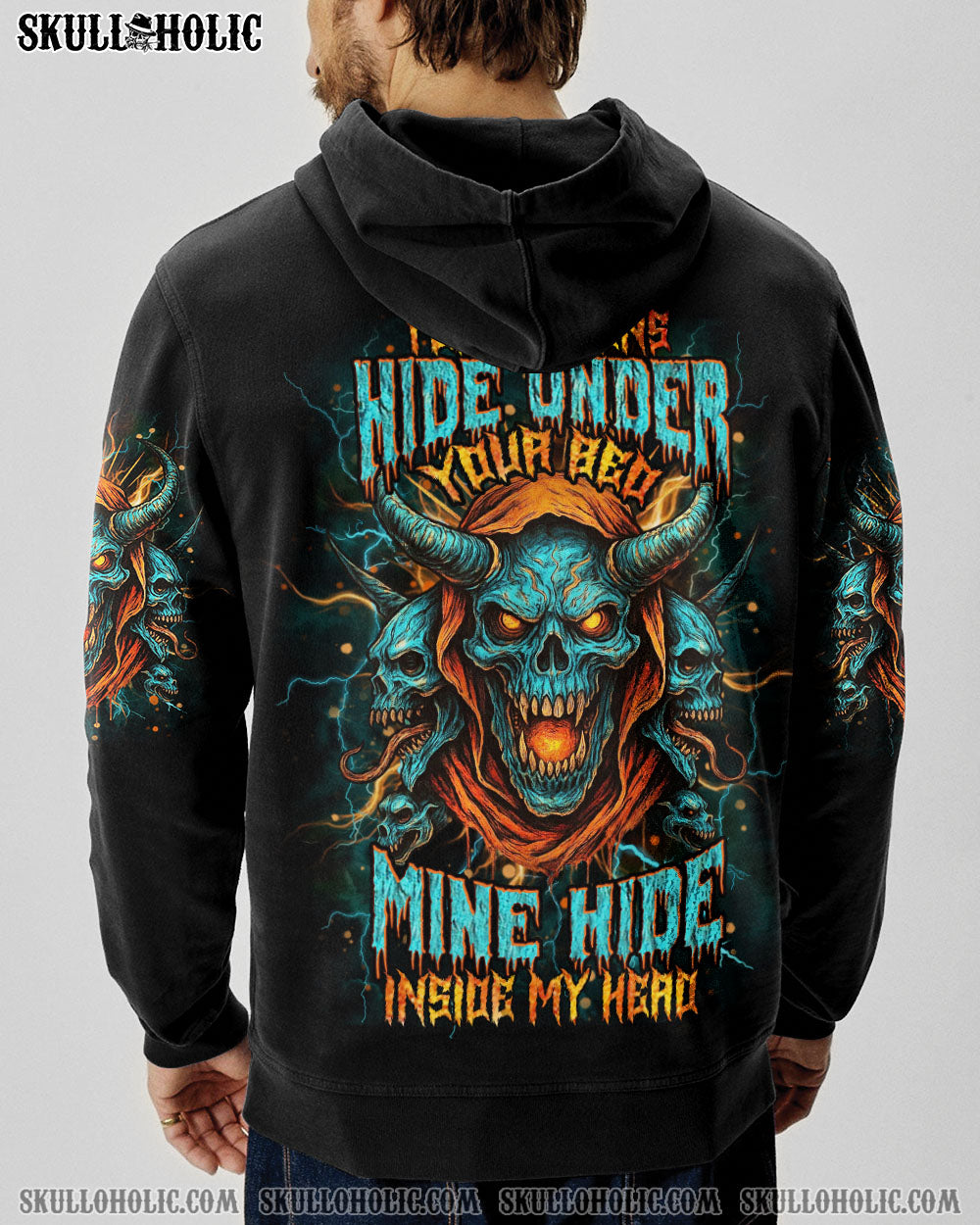 BLISSCORNERS YOUR DEMONS HIDE UNDER YOUR BED SKULL ALL OVER PRINT