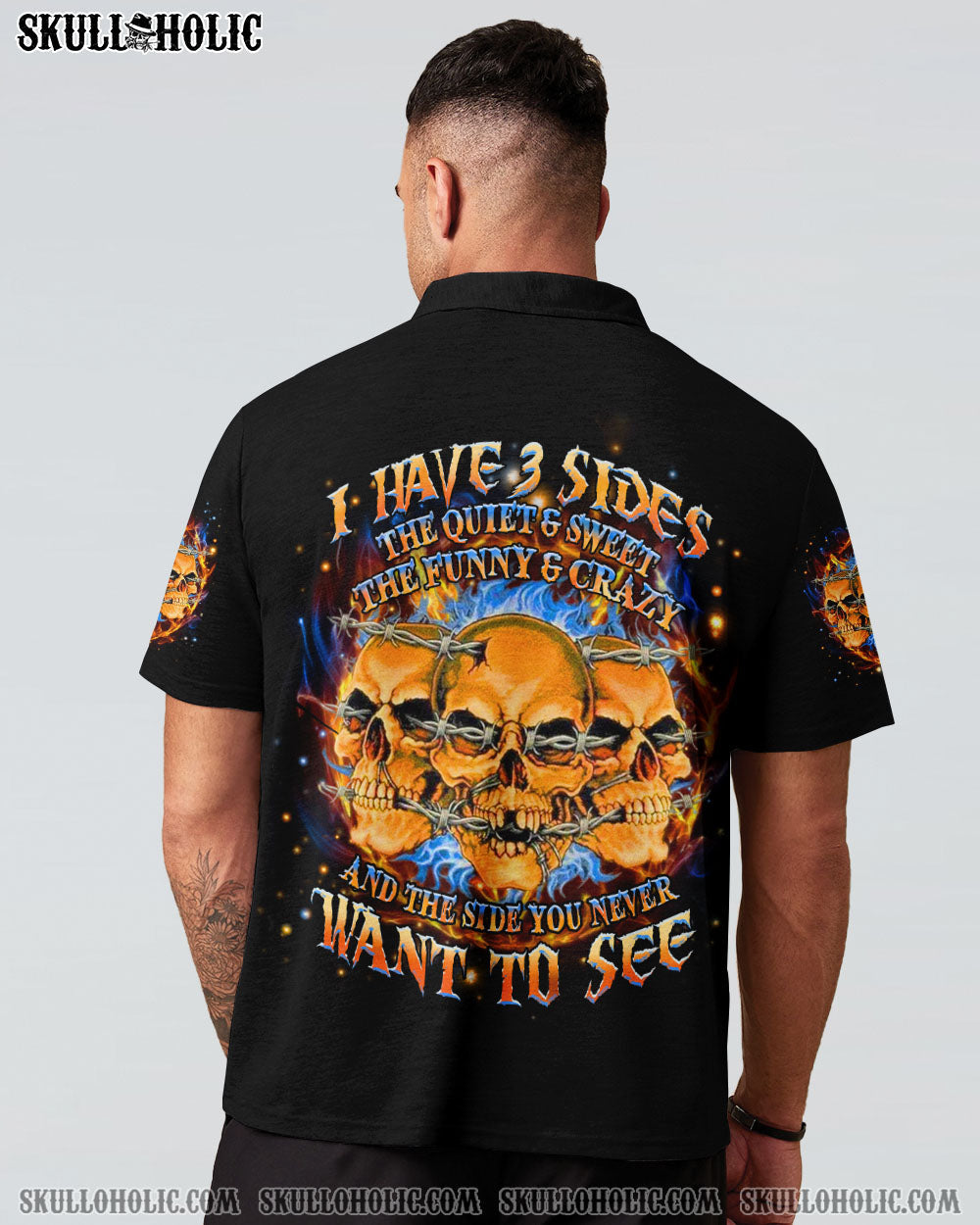 BLISSCORNERS I HAVE 3 SIDES 3 SKULLS ALL OVER PRINT