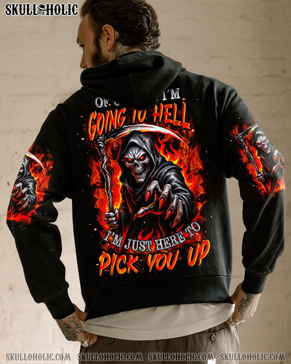 BLISSCORNERS OF COURSE I'M GOING TO HELL SKULL REAPER ALL OVER PRINT