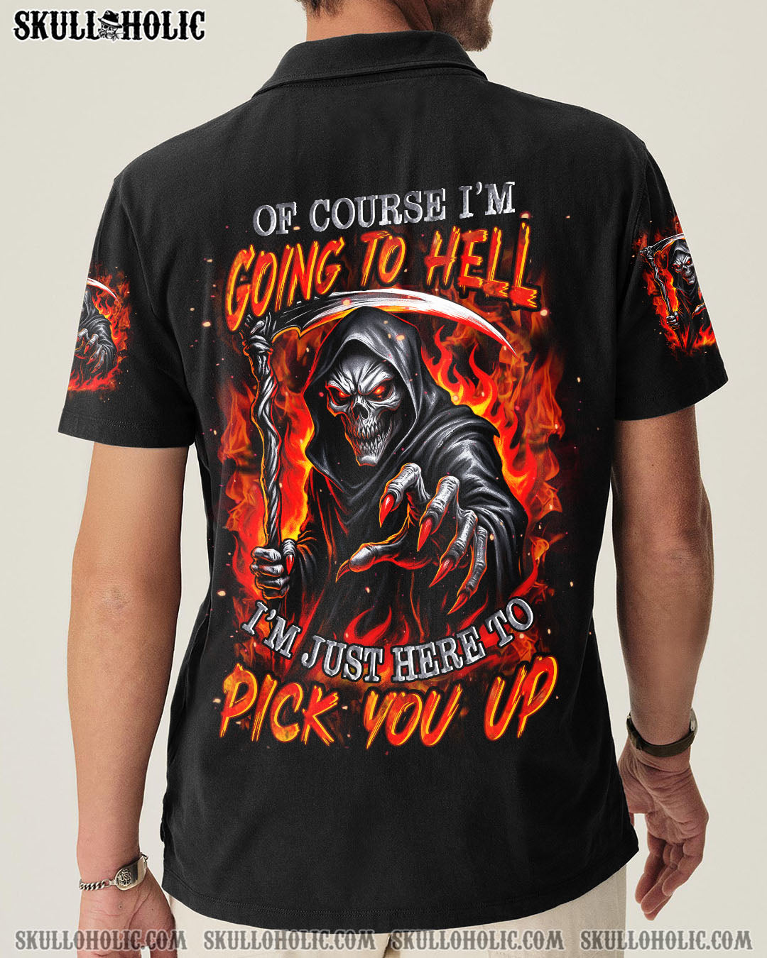 BLISSCORNERS OF COURSE I'M GOING TO HELL SKULL REAPER ALL OVER PRINT