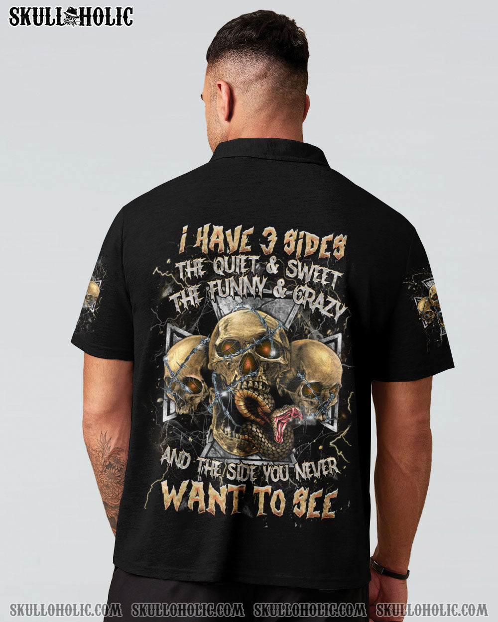 BLISSCORNERS I HAVE 3 SIDES 3 SKULLS ALL OVER PRINT