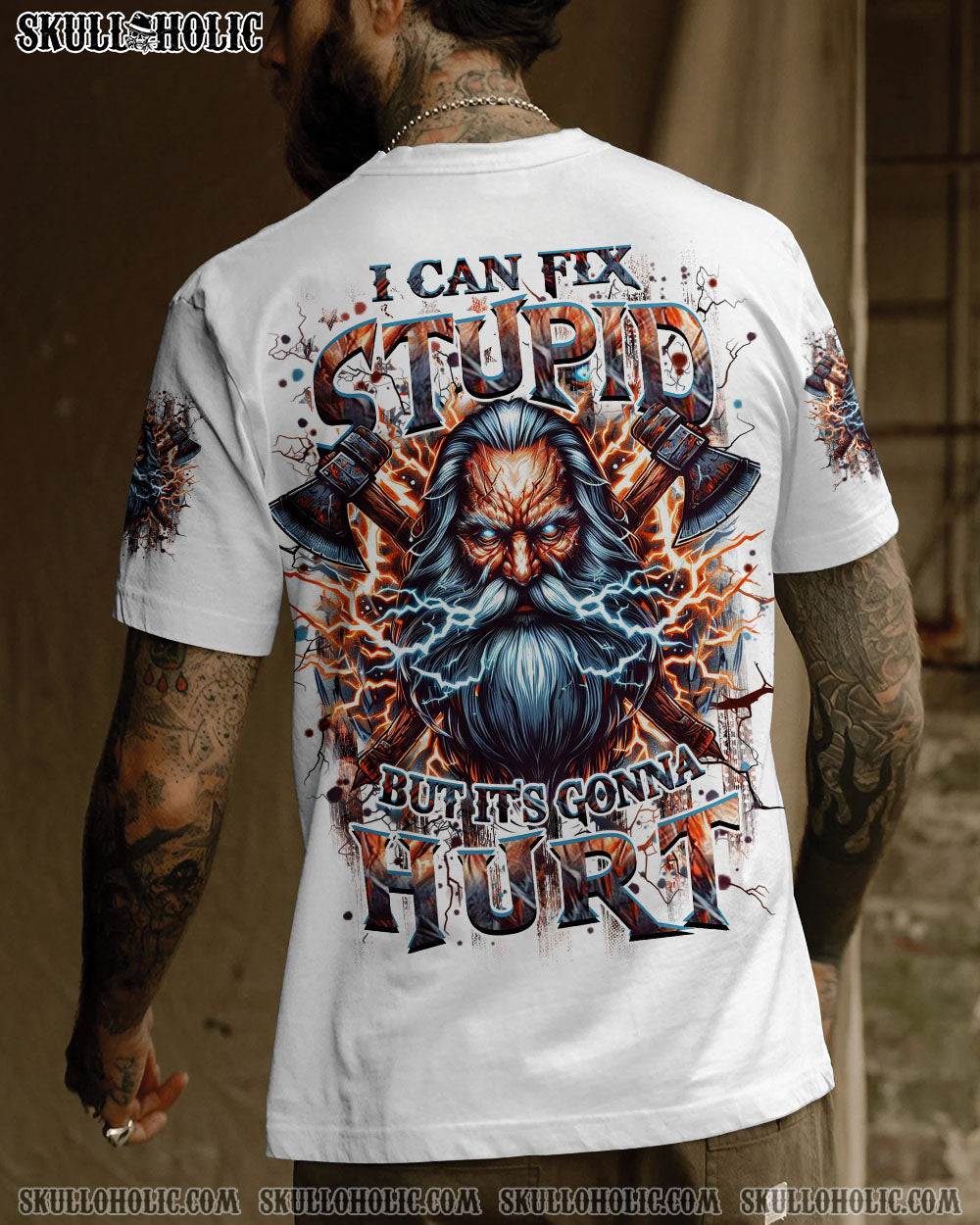 BLISSCORNERS I CAN FIX STUPID BUT IT'S GONNA HURT OLD SKULL ALL OVER PRINT