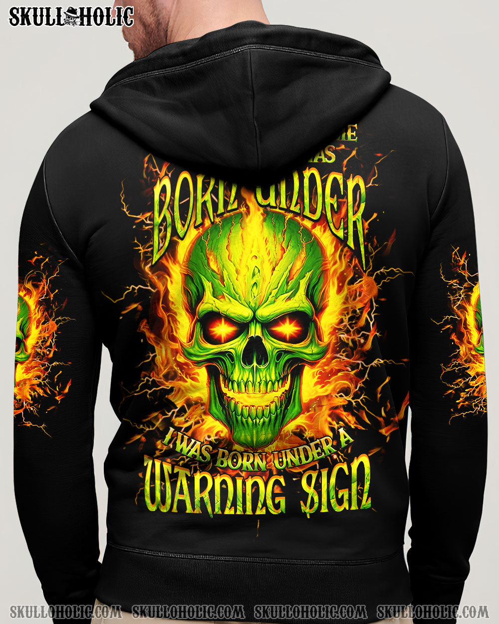 BLISSCORNERS WARNING SIGN FLAMING SKULL ALL OVER PRINT