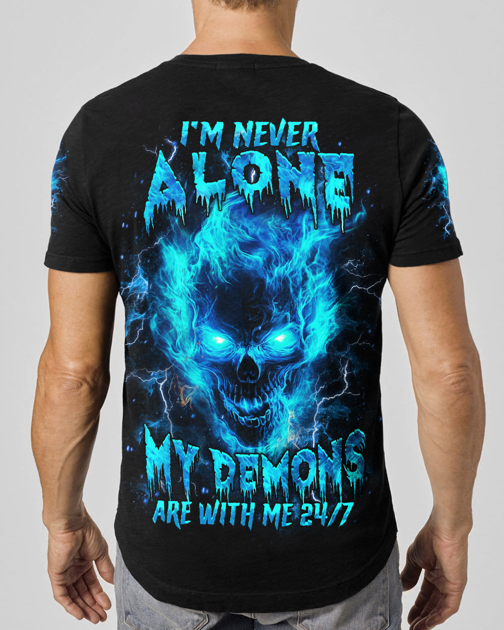 BLISSCORNERS I'M NEVER ALONE SKULL DEMON ALL OVER PRINT