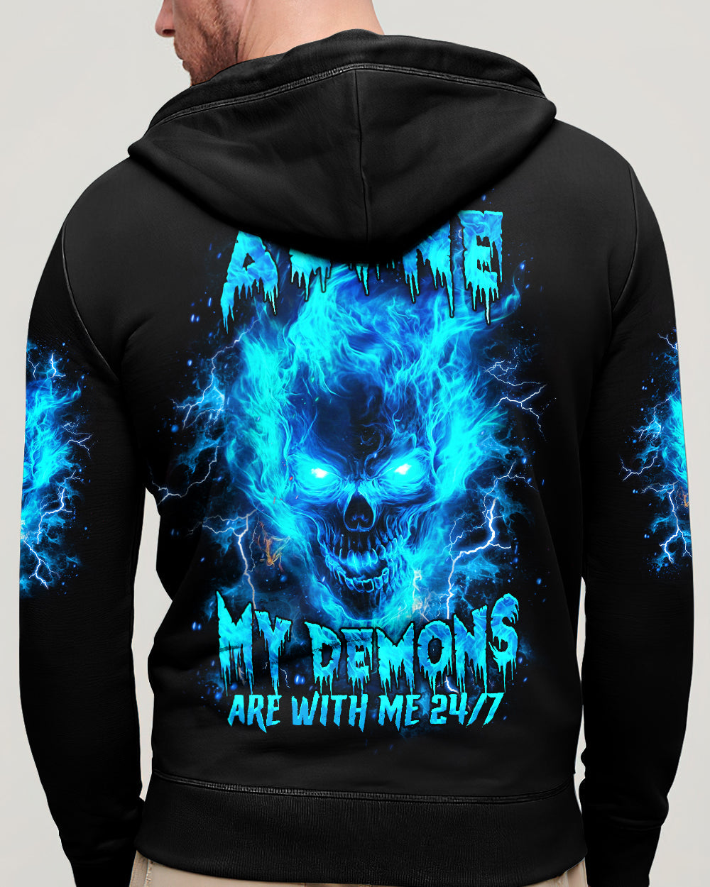 BLISSCORNERS I'M NEVER ALONE SKULL DEMON ALL OVER PRINT