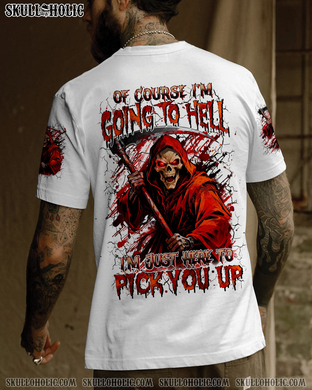 BLISSCORNERS OF COURSE I'M GOING TO HELL SKULL ALL OVER PRINT