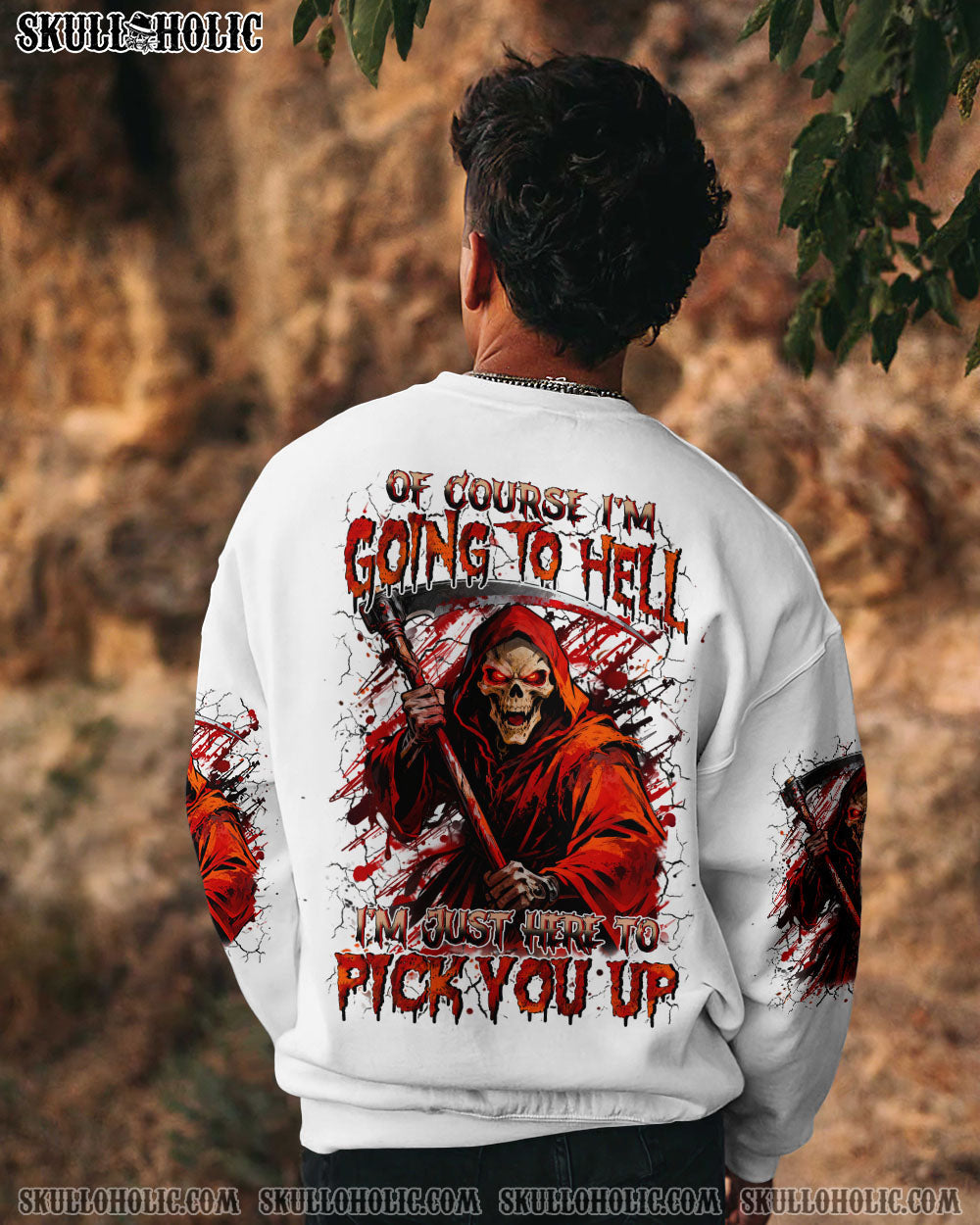 BLISSCORNERS OF COURSE I'M GOING TO HELL SKULL ALL OVER PRINT