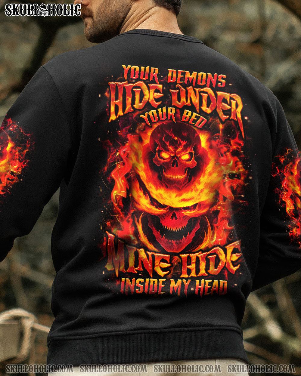 BLISSCORNERS YOUR DEMONS HIDE UNDER YOUR BED SKULL ALL OVER PRINT