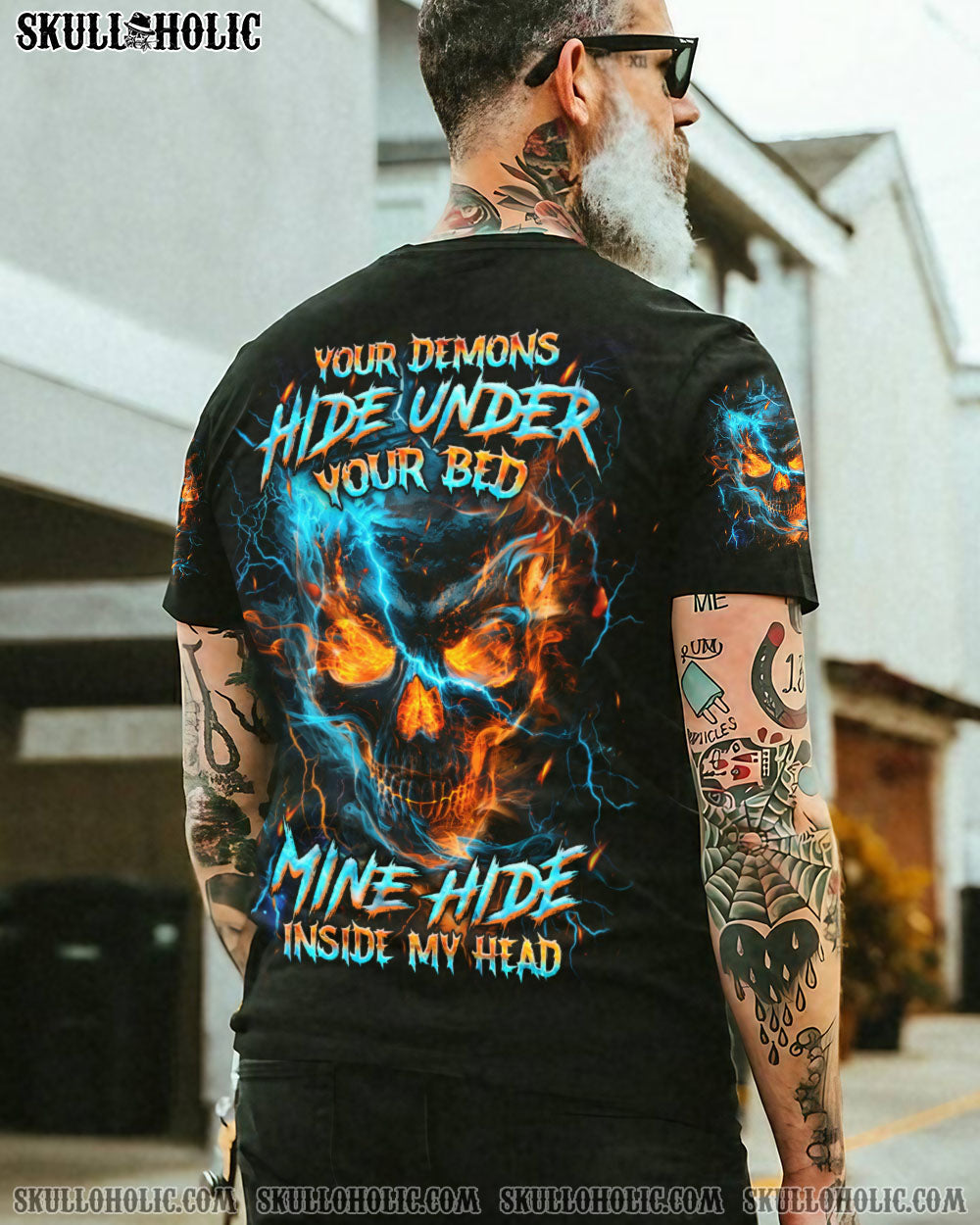 BLISSCORNERS YOUR DEMONS HIDE UNDER YOUR BED SKULL ALL OVER PRINT
