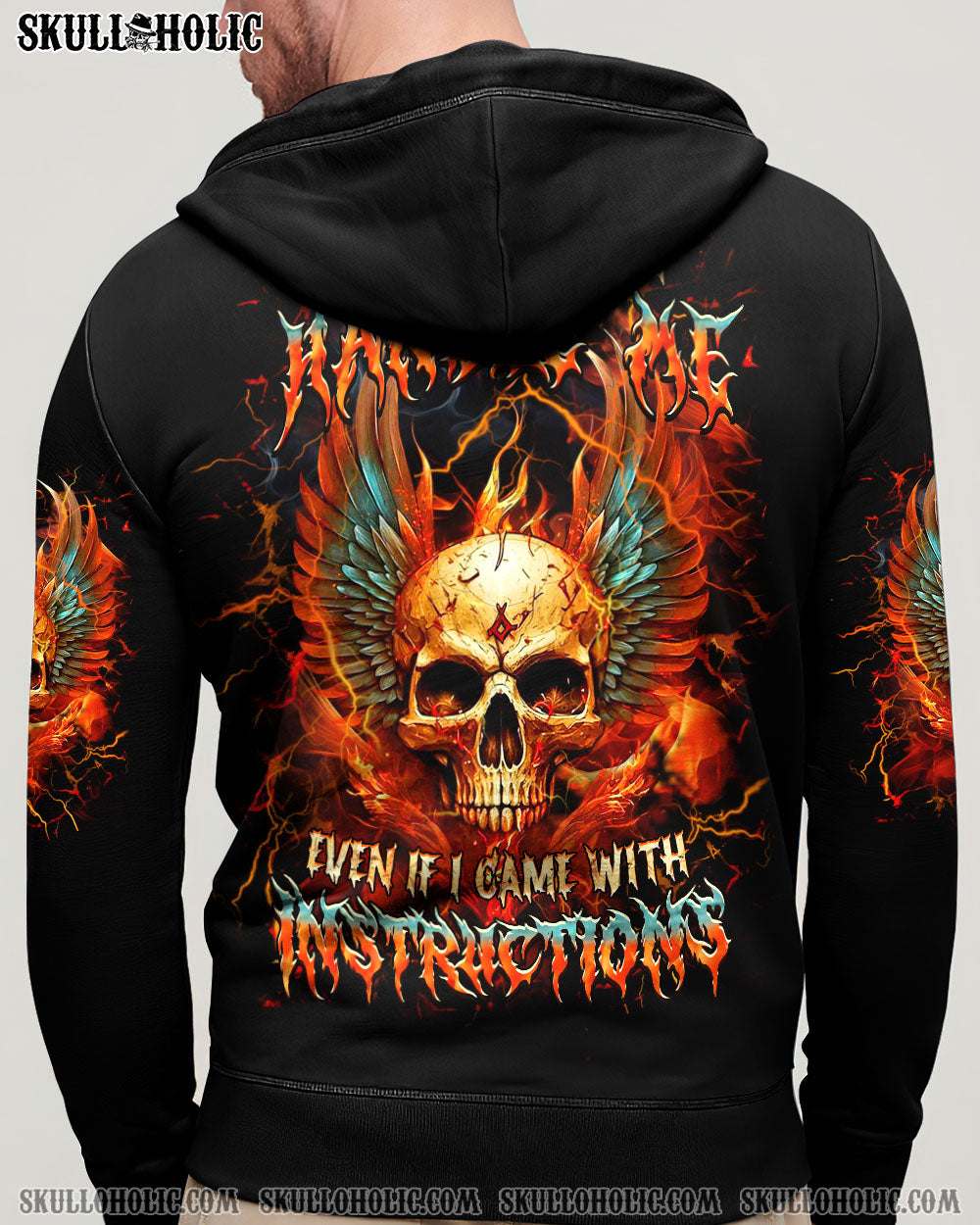 BLISSCORNERS YOU COULDN'T HANDLE ME SKULL WINGS ALL OVER PRINT