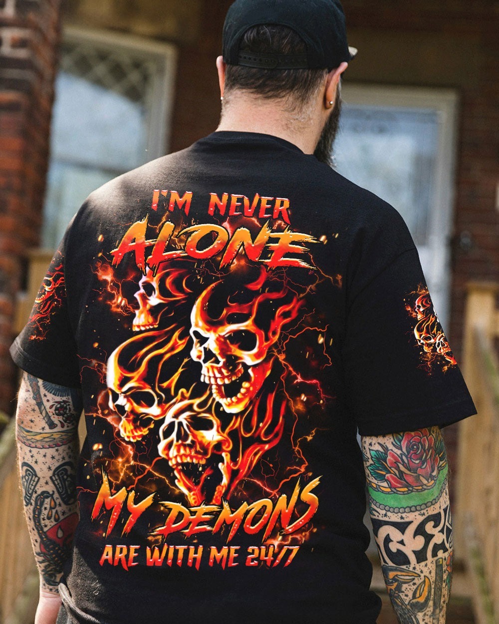 BLISSCORNERS I'M NEVER ALONE SKULL DEMON ALL OVER PRINT