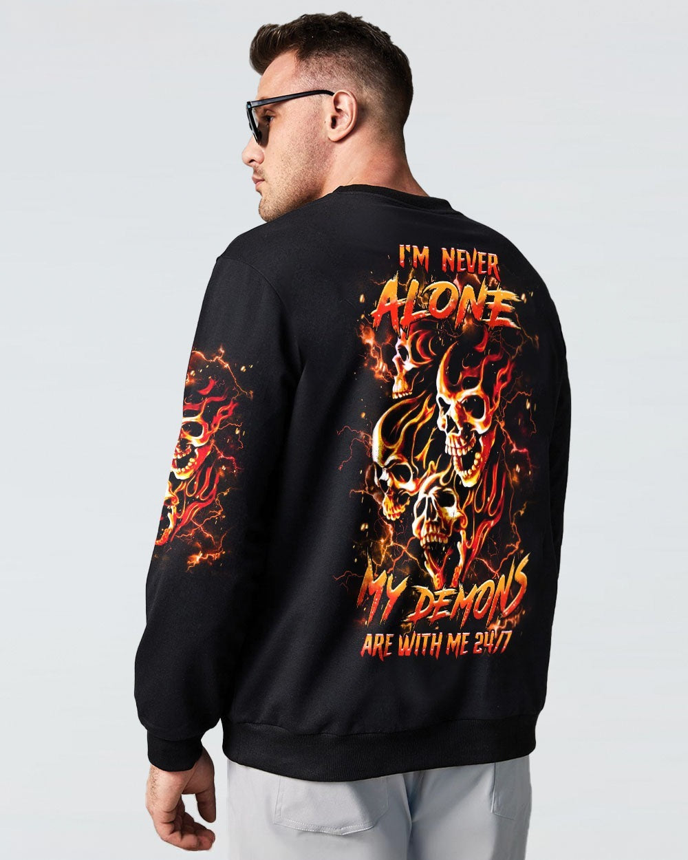 BLISSCORNERS I'M NEVER ALONE SKULL DEMON ALL OVER PRINT