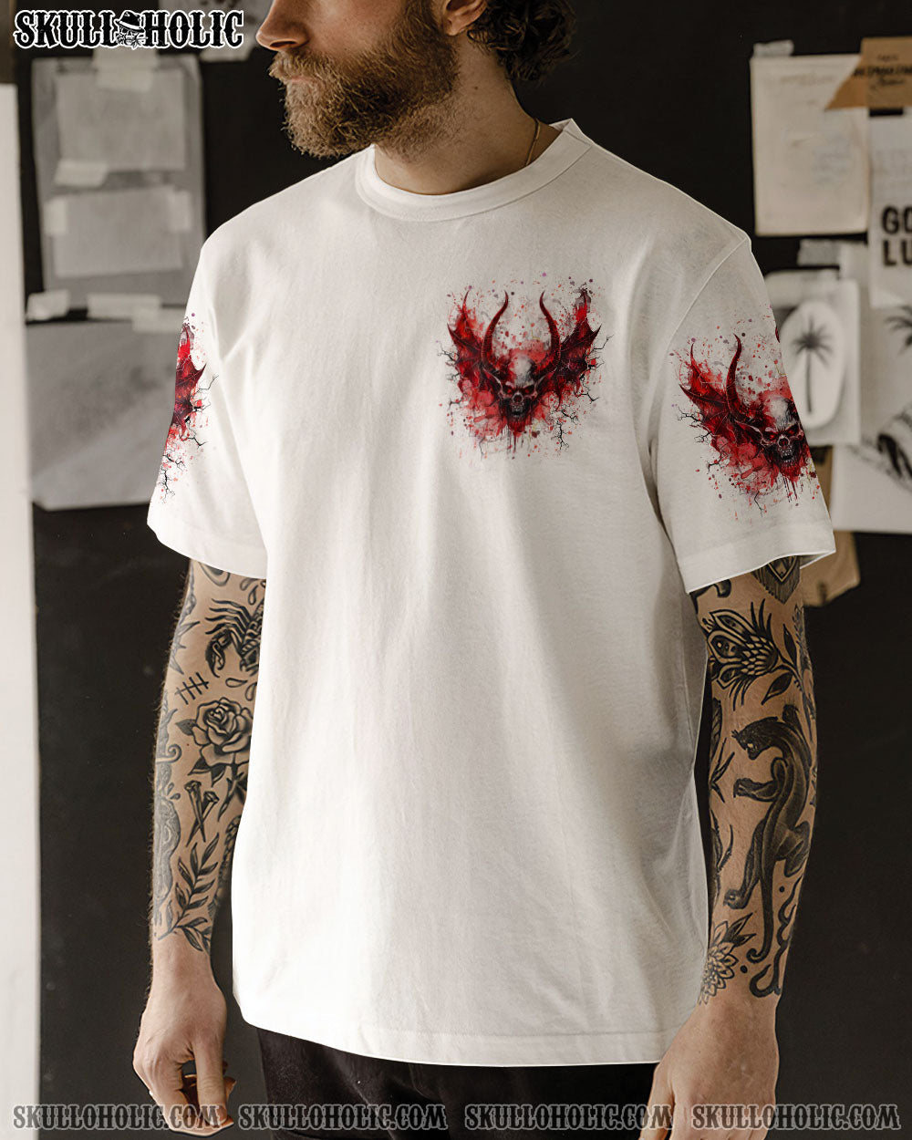 BLISSCORNERS I'M NEVER ALONE SKULL DEMON ALL OVER PRINT