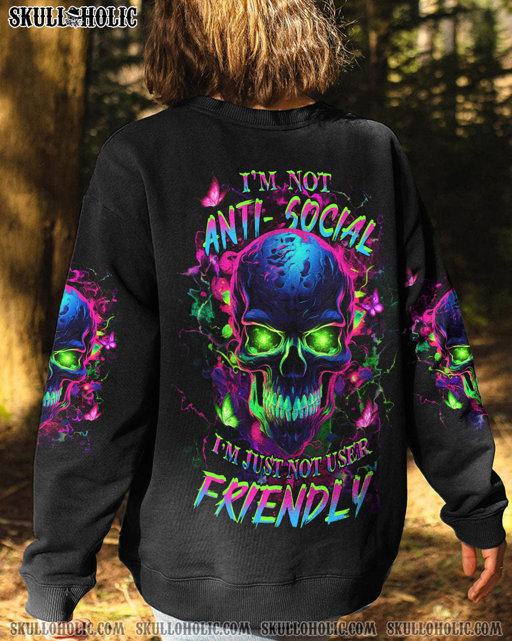 BLISSCORNERS I'M NOT ANTI-SOCIAL MAD SKULL ALL OVER PRINT