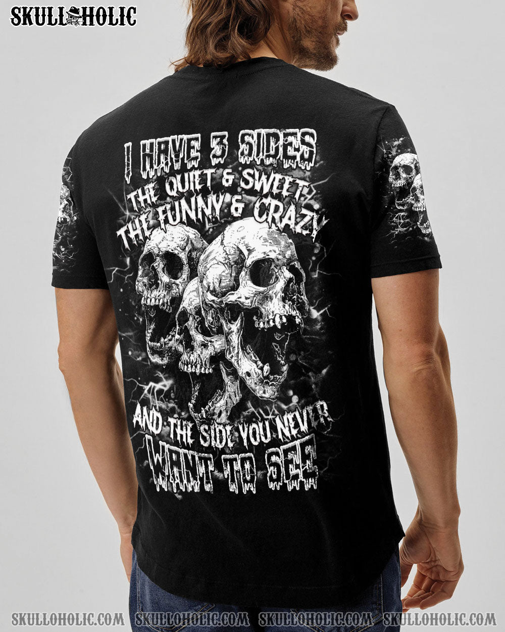 BLISSCORNERS I HAVE 3 SIDES 3 SKULLS ALL OVER PRINT