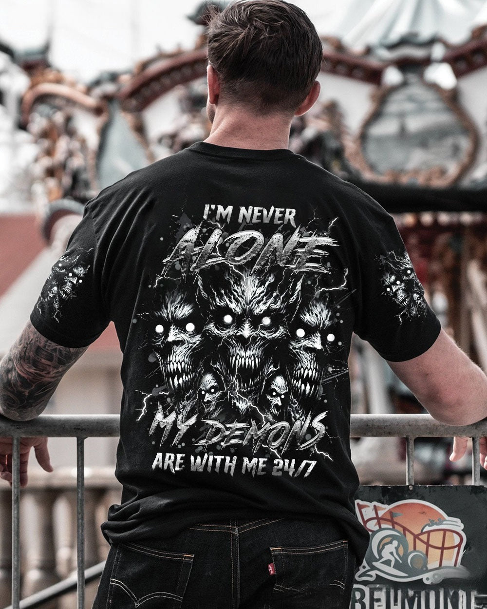 BLISSCORNERS I'M NEVER ALONE SKULL DEMON ALL OVER PRINT