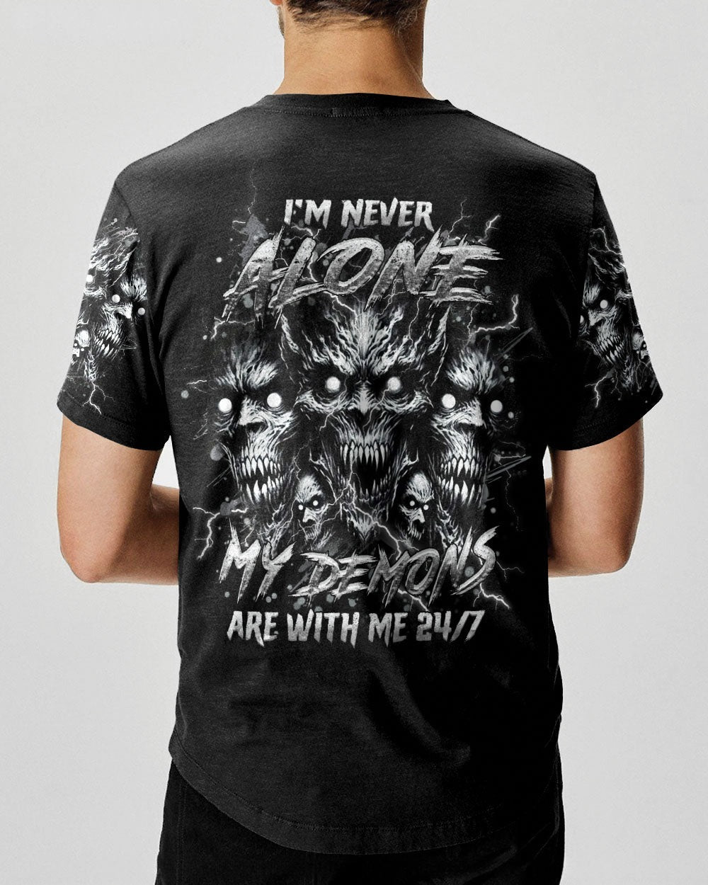 BLISSCORNERS I'M NEVER ALONE SKULL DEMON ALL OVER PRINT