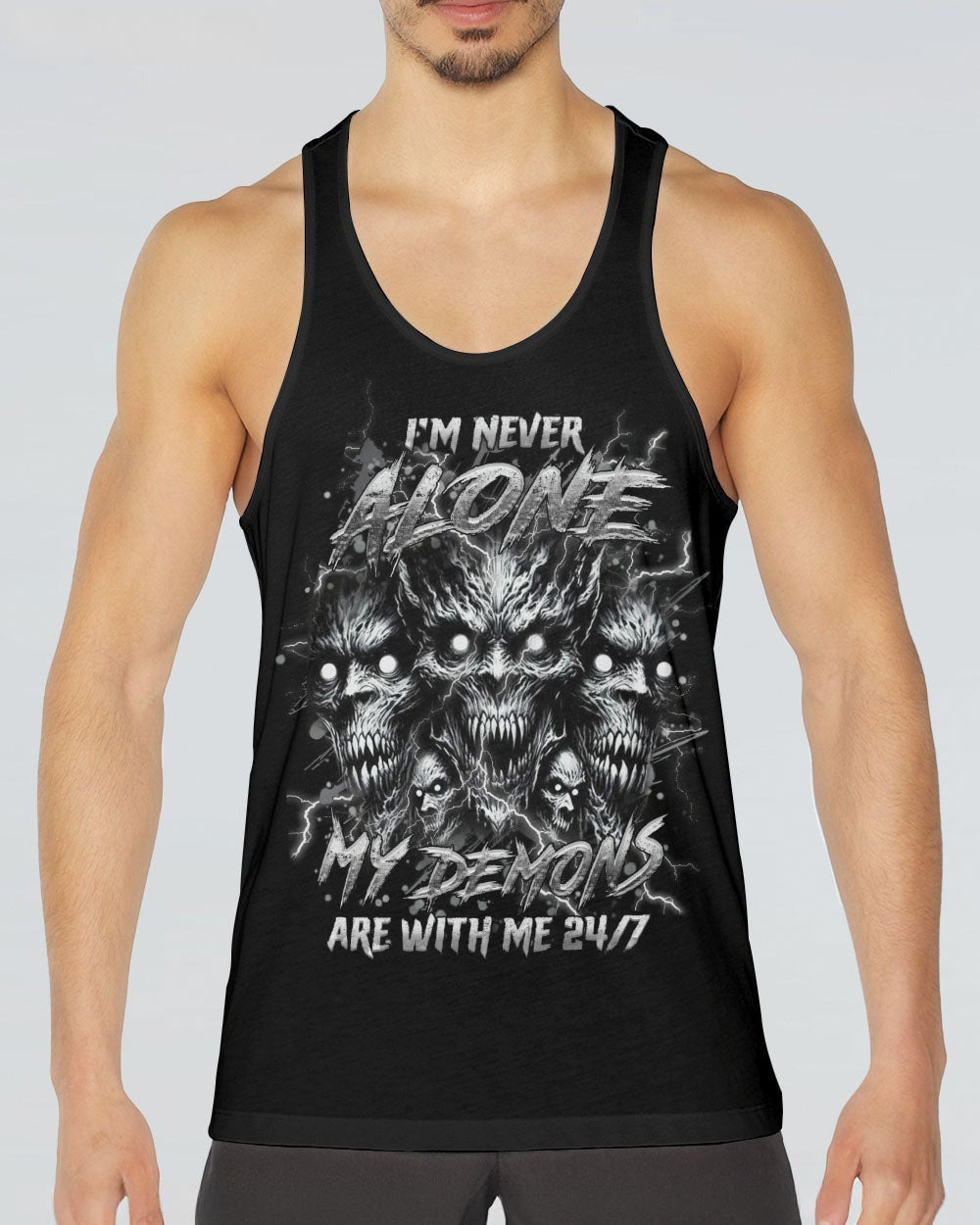 BLISSCORNERS I'M NEVER ALONE SKULL DEMON ALL OVER PRINT